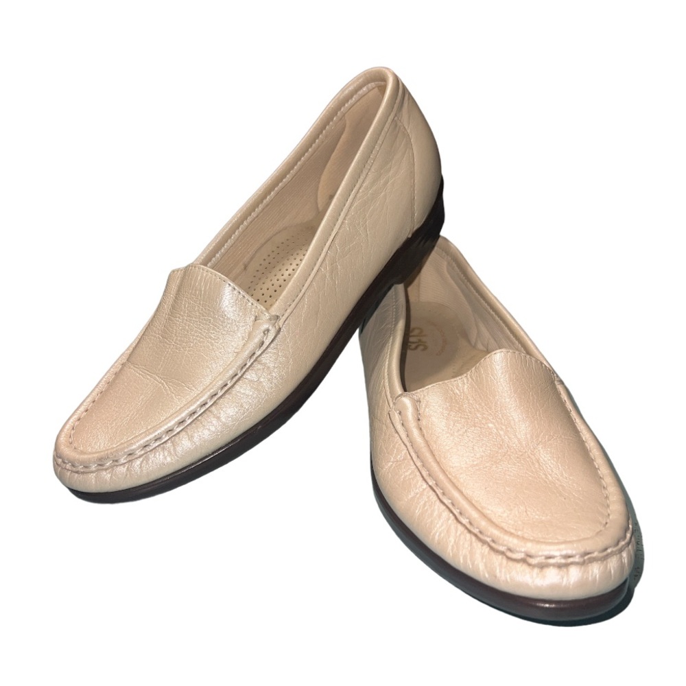 SAS Simplify Slip On Metallic Pearl‎ Leather Tripad Comfort Loafer 7.5N Women
